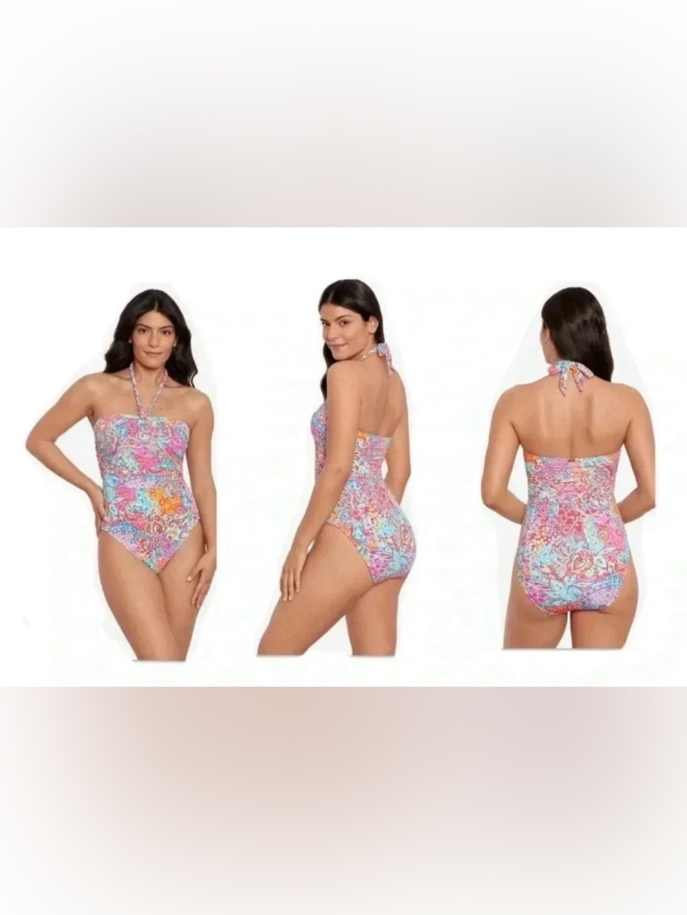 Ralph Lauren Black Label Amara Patchwork Halter Neck Malliot Swimsuit